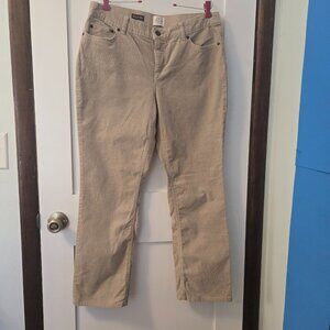 St. John's Bay Women's Tan Flat Front Straight Leg Corduroy 5 pocket Pants Sz 14
